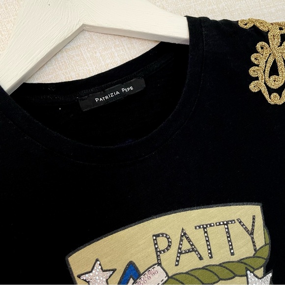 Patrizia Pepe Designer Tee, “PATTY”. Black with Playful Cartoon Image & … - Picture 5 of 9